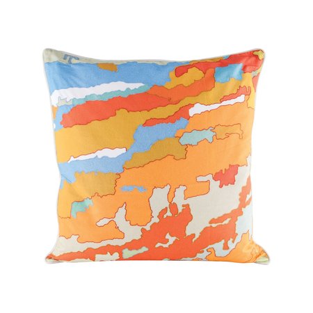 ELK SIGNATURE Orange Topography Pillow with Goose Down Insert 8906-007-C